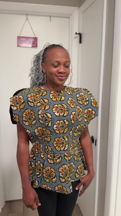 Stoned Ankara Peplum Top