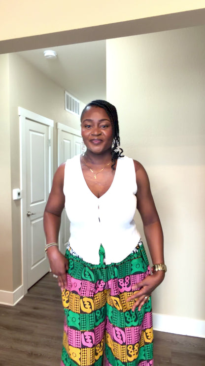 Akwete Wide-Leg Palazzo Pants