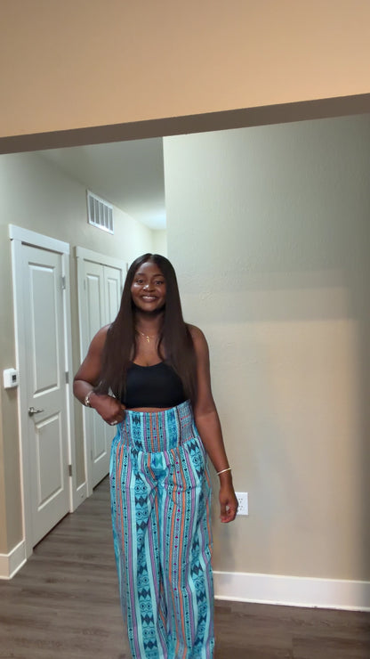 Blue Abstract African Print Palazzo pants