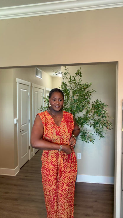 Orange Adire Jumpsuit