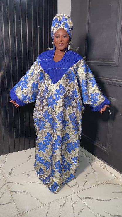 Elegant Royal Blue aso oke Fabric