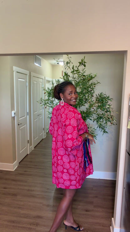 Pink Print Shirt Dress