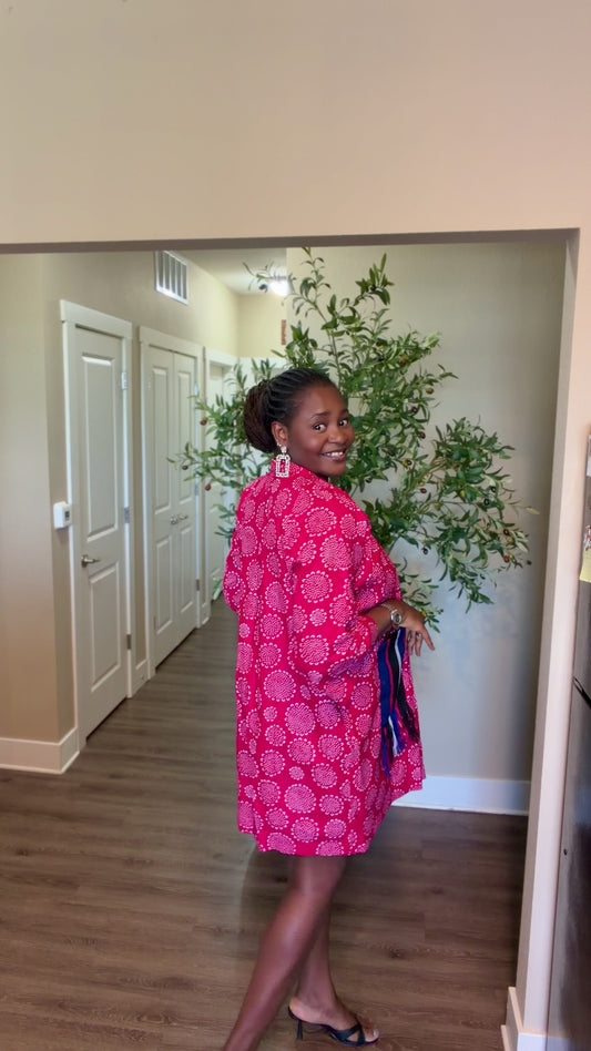 Pink Print Shirt Dress