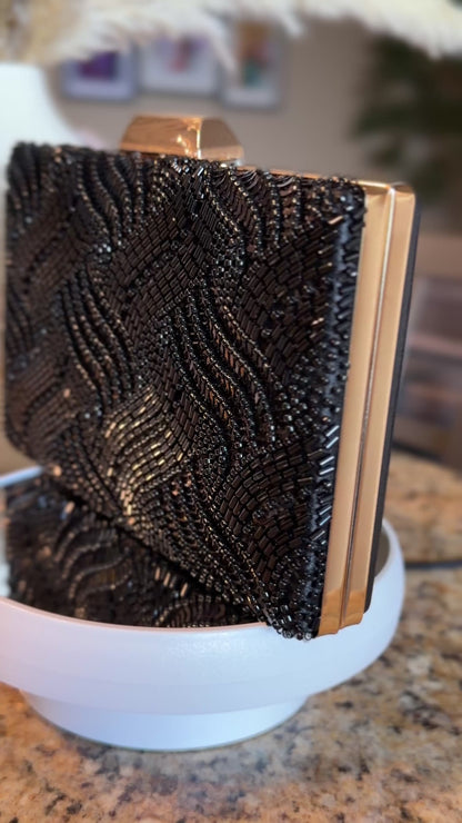 Midnight Noir Beaded Clutch
