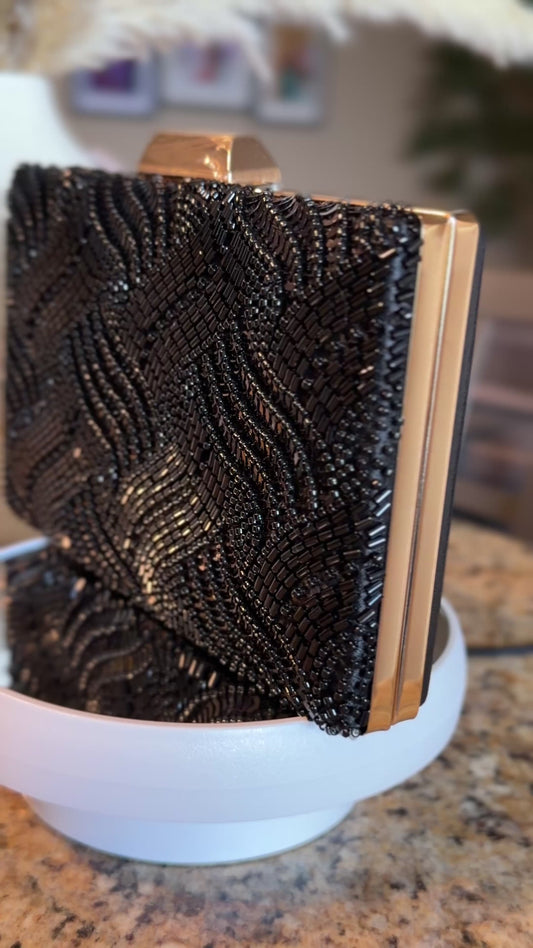 Midnight Noir Beaded Clutch