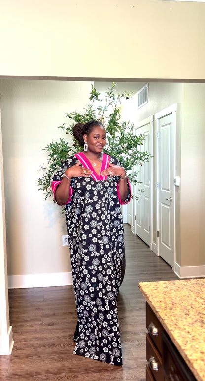 Black Floral Kaftan