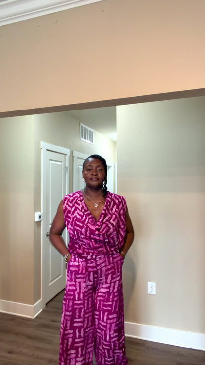 Draped Cowl- Neck Pant Set